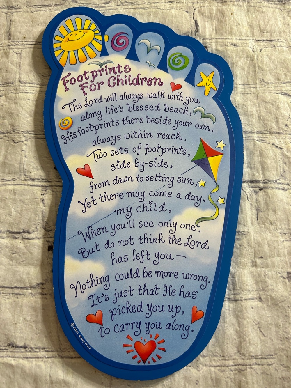 ABBEY PRESS USA MADE SHAPE OF A FOOT FOOTPRINTS FOR CHILDREN BLUE MULTI COLORED
